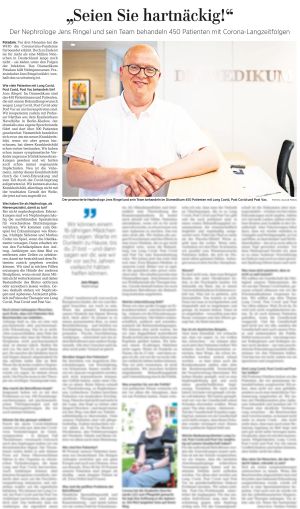 Presseartikel Potsdamer Arzt im Kampf gegen Long Covid - MAZ vom 7. August 2023